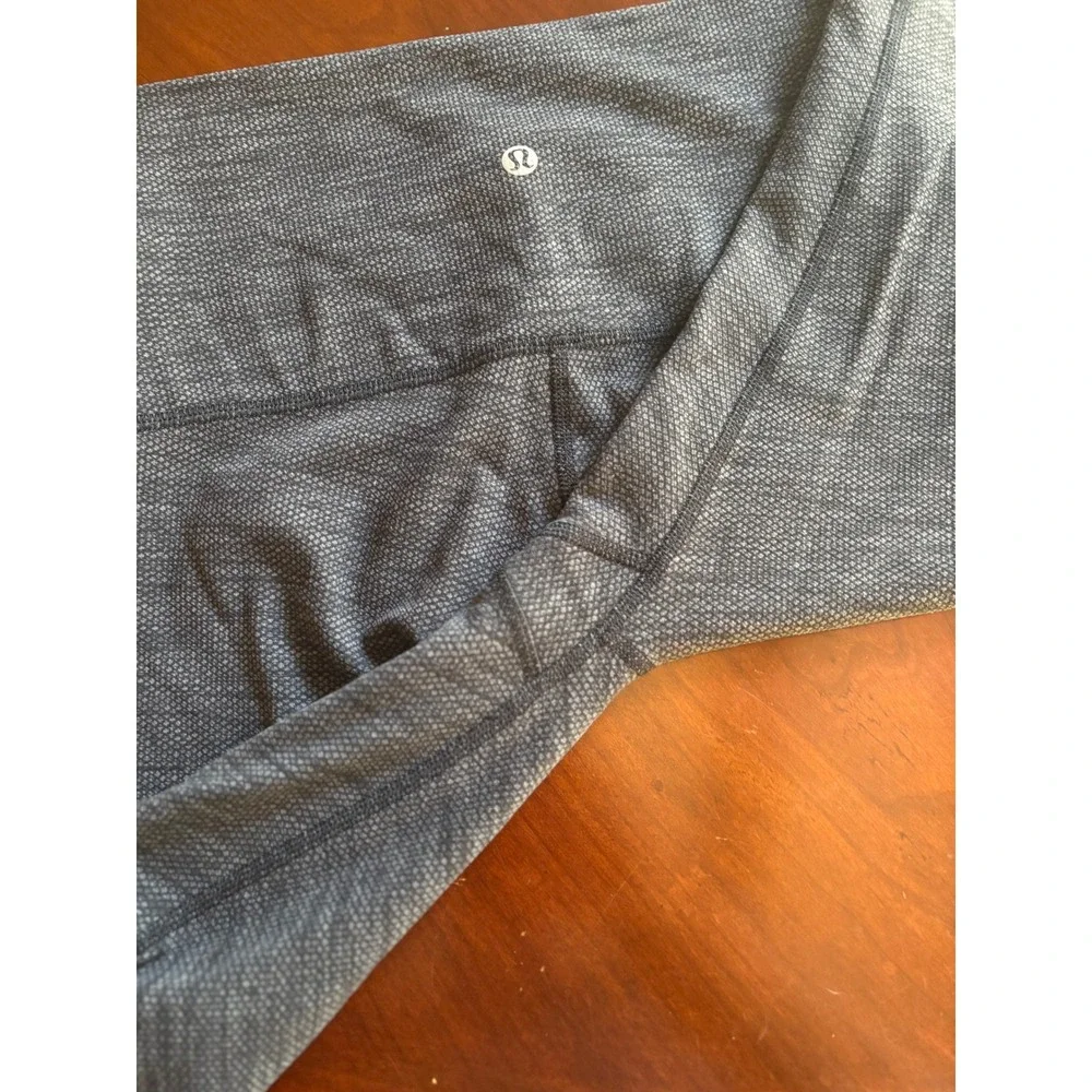 Lululemon High Rise Crop Leggings‎ Gray Black Space Dye Textured Yoga Pants 21in